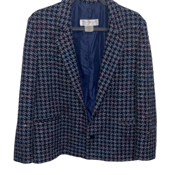 Vintage Jackets & Blazers - Vintage Wool Houndstooth Plaid Single Breasted Blazer Size 10